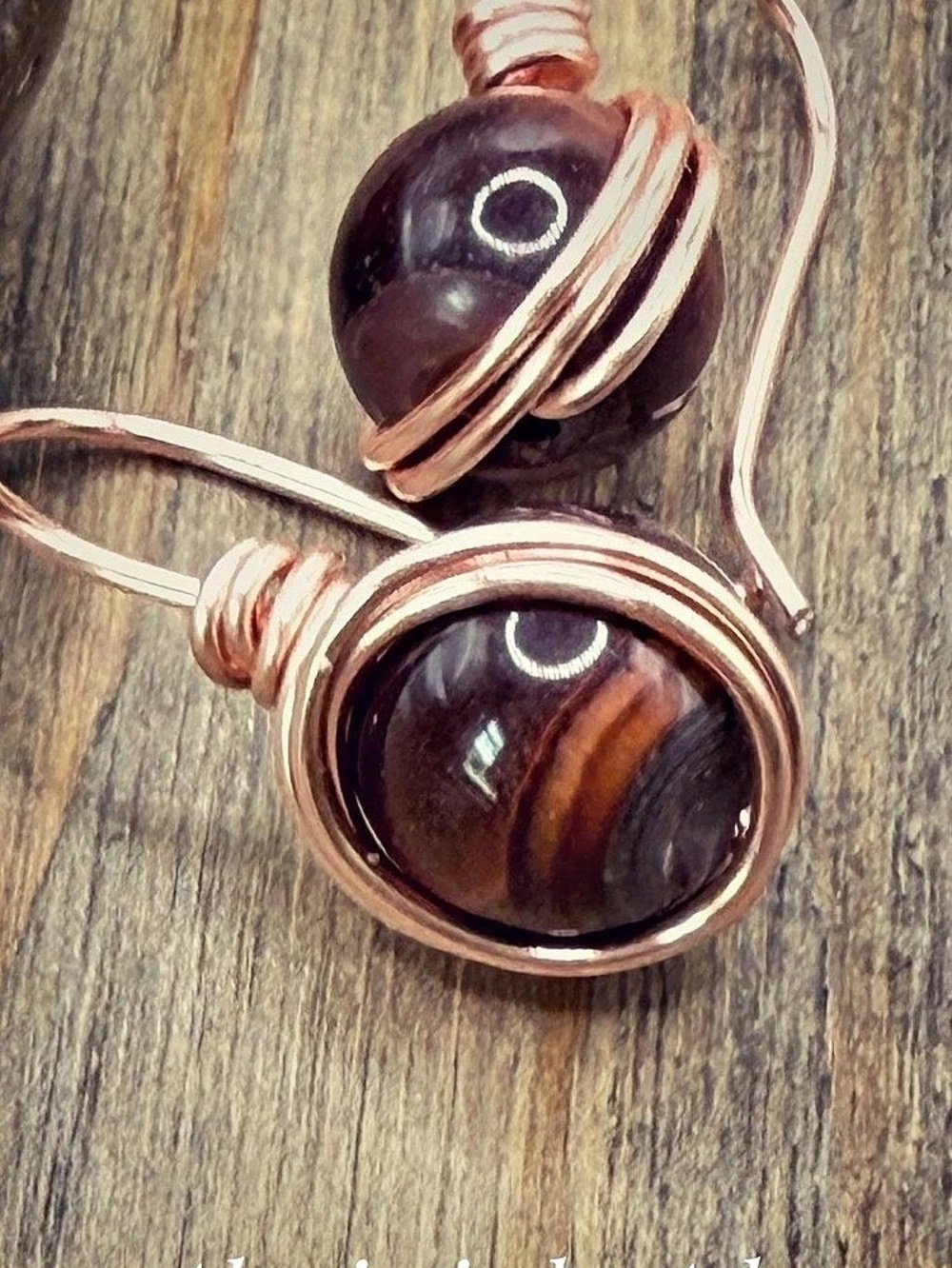 Tiger’s eye Brown & Rose Gold Statement Earrings